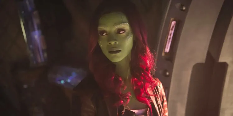 zoe saldana as gamora in avengers infinity war 2018