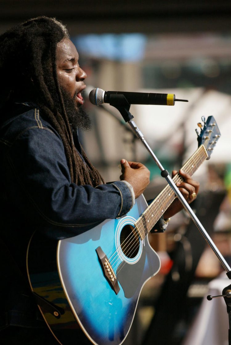 Reggae singer Peter Anthony Morgan of Morgan Heritage performs on the at the New Orleans Jazz and Heritage festival