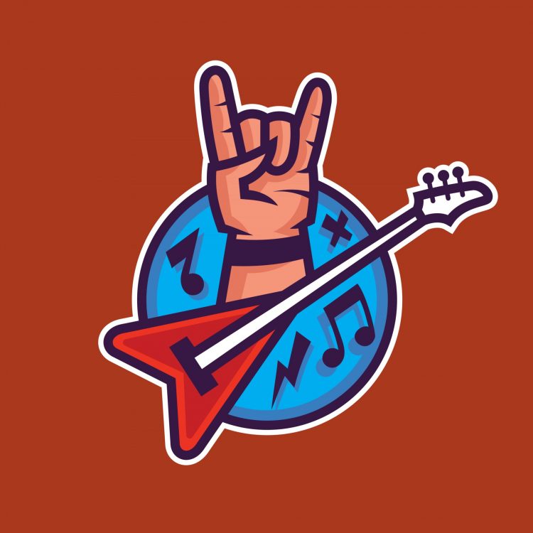 symbol of rock n roll concept art of rock music in cartoon style vector