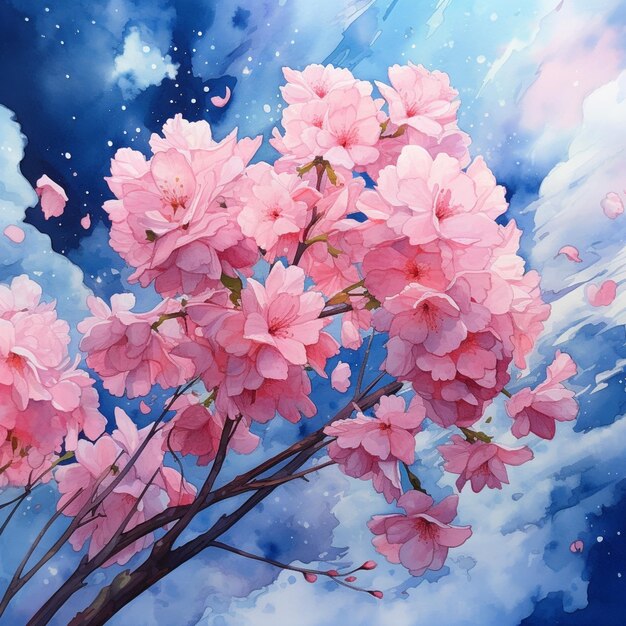 there is painting bunch pink flowers tree generative ai 958124 28695 1