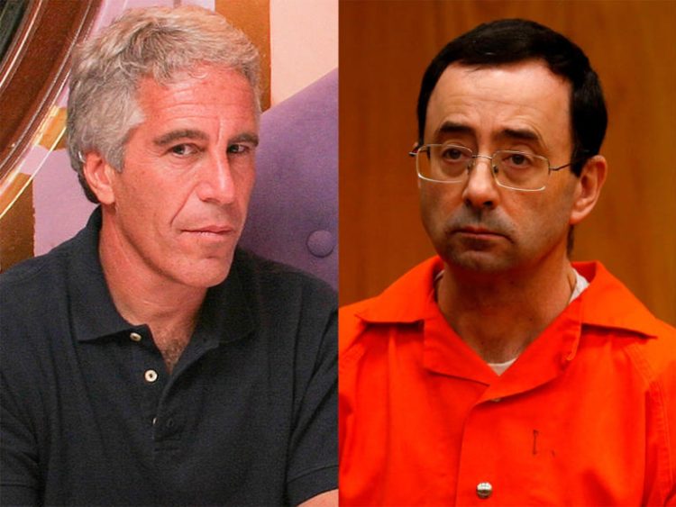 Jeffrey Epstein and Larry Nassar. Getty Images; JEFF KOWALSKY/AFP via Getty Images