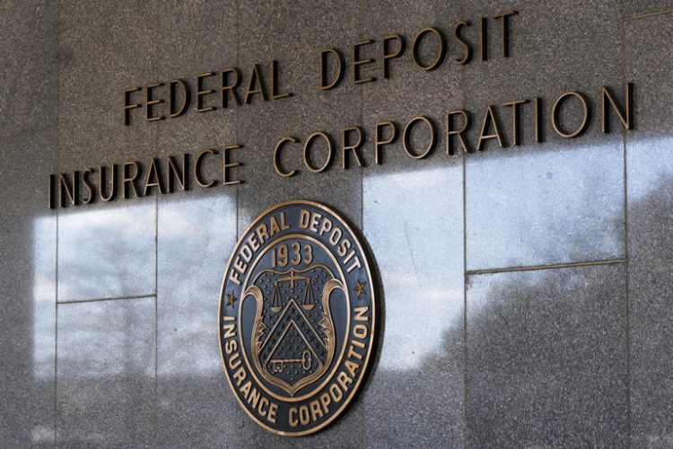 The Federal Deposit Insurance Corporation (FDIC) seal is shown outside its headquarters, March 14, 2023, in Washington. Regulators have closed Republic First Bank, a regional lender operating in Pennsylvania, New Jersey and New York. The FDIC said Friday, April 26, 2024, it had seized the Philadelphia-based bank, which had roughly $6 billion in assets and $4 billion in deposits as of Jan. 31.