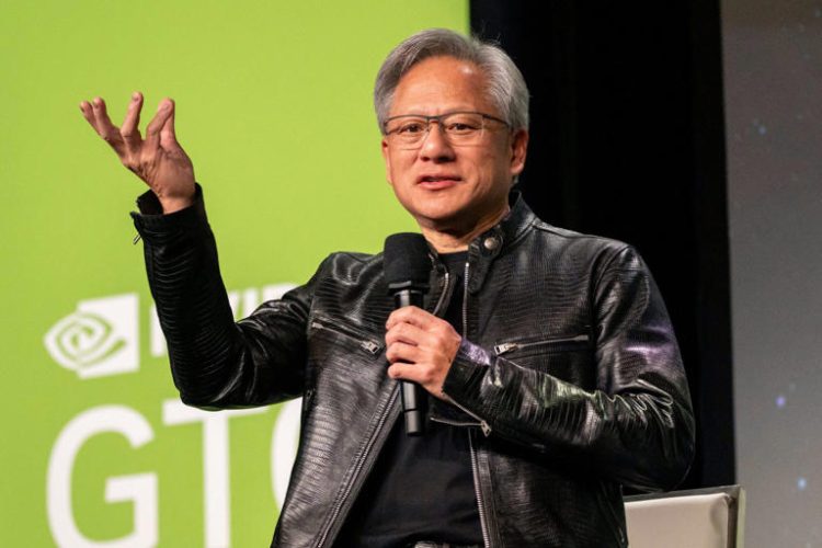 Jensen Huang, co-founder and chief executive officer of Nvidia Corp., during the Nvidia GPU Technology Conference (GTC) in San Jose, California, US, on Tuesday, March 19, 2024.
© Photographer: David Paul Morris/Bloomberg via Getty Images