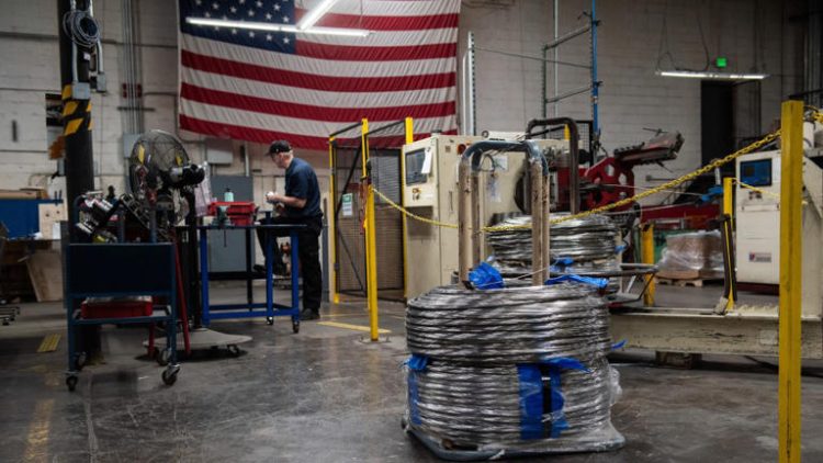 Coils of steel at the Marlin Steel Wire Products factory in Baltimore, Maryland, US, on Thursday, March 14, 2024. The Fed chief has been reluctant to make a call on how the US economy has changed since the pandemic. Getty Images
© Photographer: Andrew Magnum/Bloomberg via Getty Images