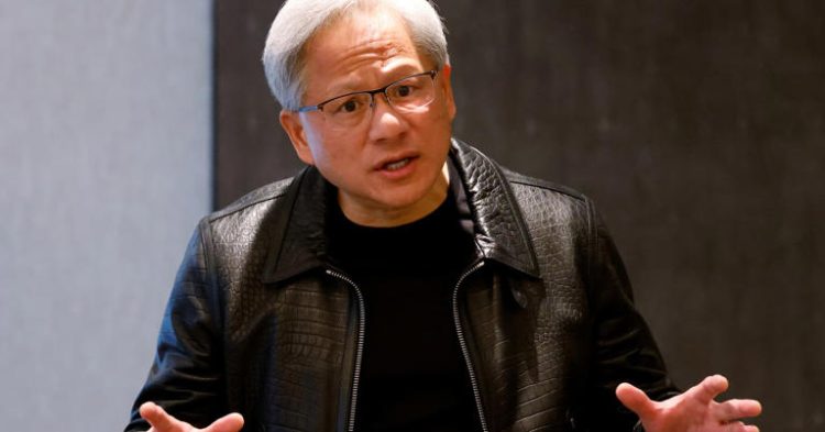 Nvidia CEO Jensen Huang attends a media roundtable meeting in Singapore on Dec. 6, 2023.