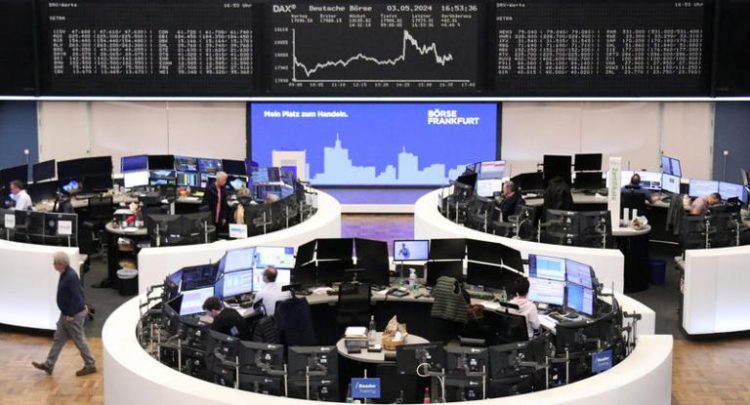 The German share price index DAX graph is pictured at the stock exchange in Frankfurt, Germany, May 3, 2024.