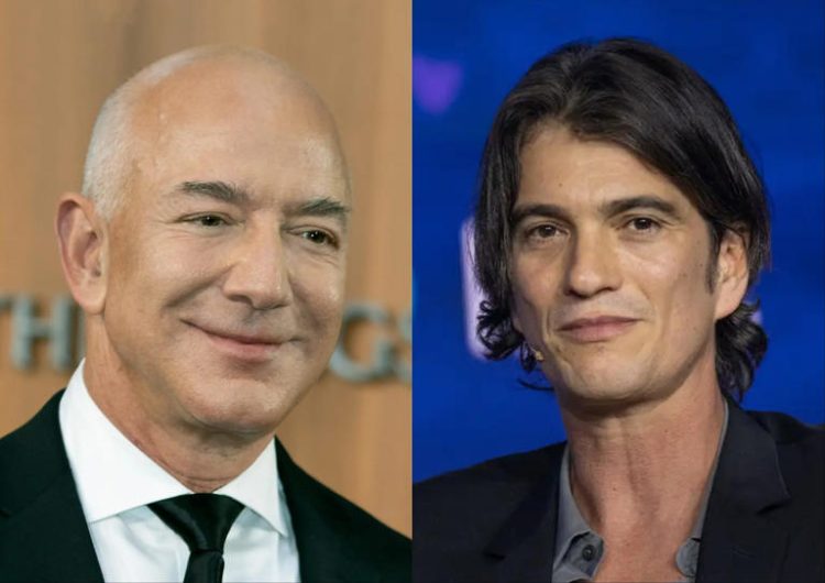 Jeff Bezos (left) advised Adam Neumann recently to speak last in meetings. Dave J. Hogan/Getty Images; Shahar Azran/Getty Images