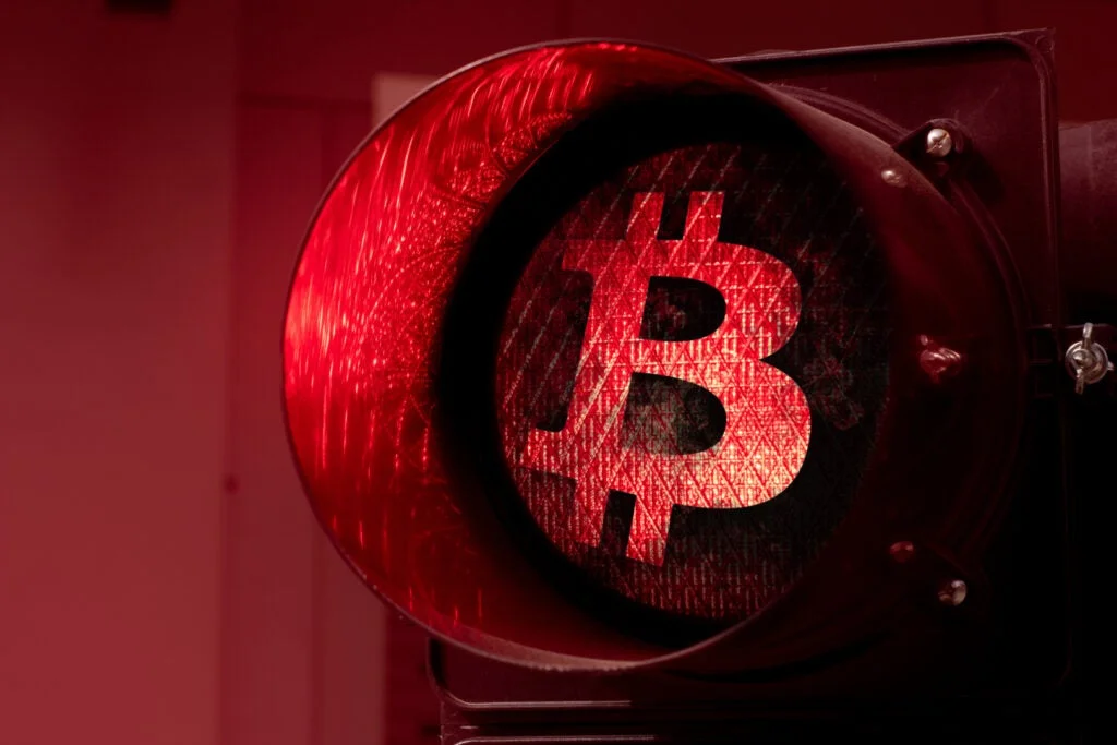 Bitcoin Cryptocurrency Red Light Warning 0