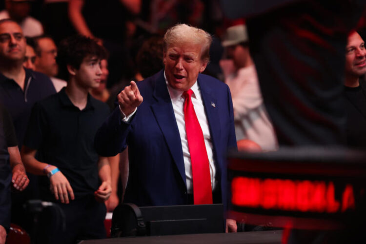 Donald Trump attends UFC 302 at Prudential Center on June 1, 2024 in Newark, New Jersey.