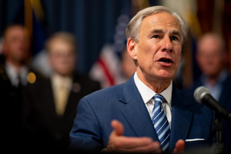 Texas Governor Greg Abbott speaks at a news conference in Austin, Texas on June 8, 2023. Abbott’s support for a new Texas stock exchange raised eyebrows from some conservatives.