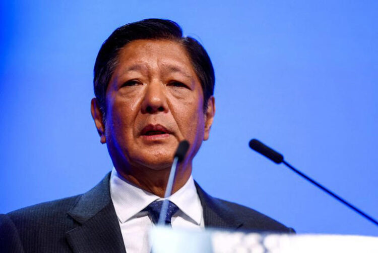 Philippines President Ferdinand Marcos Jr delivers a keynote address at the Shangri-La Dialogue, in Singapore, May 31, 2024. REUTERS/Edgar Su/File Photo
