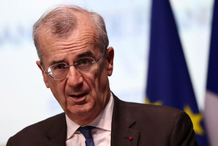 Bank of France Governor Francois Villeroy de Galhau delivers a speech during the annual meeting of Small and Medium-sized Enterprises leaders at the Bank of France in Paris, France, October 22, 2021. REUTERS/Sarah Meyssonnier/File Photo
