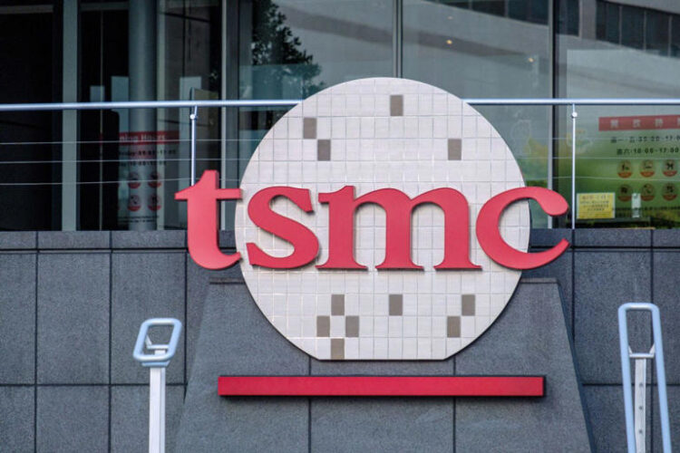 The TSMC (Taiwan Semiconductor Manufacturing Company) logo on the company building in Hsinchu. Walid Berrazeg/Getty