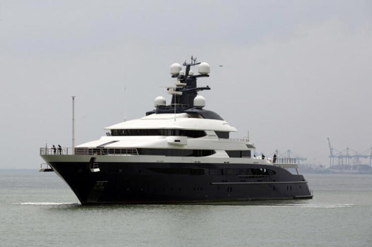 The superyacht Equanimity arrives at Port Klang, Selangor, Malaysia, on Aug. 7, 2018, and is among many assets seized from suspected 1MDB embezzler Low Taek Jho in recent years.