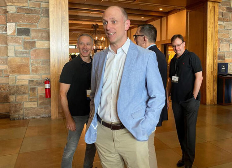 Chicago Fed President Austan Goolsbee reacts as he heads into the Kansas City Fed's annual economic symposium in Jackson Hole, Wyoming, U.S., August 24, 2023. REUTERS/Ann Saphir/ File Photo