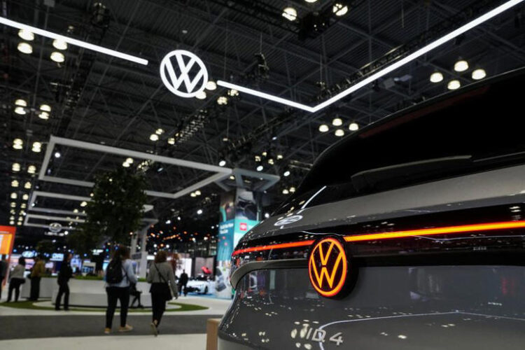 A Volkswagen ID.4 is displayed at the New York International Auto Show Press Preview, in Manhattan, New York City, U.S., March 27, 2024. REUTERS/David Dee Delgado